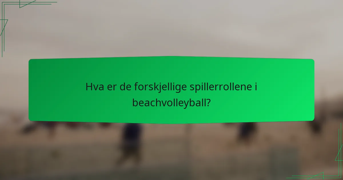 Hva er de forskjellige spillerrollene i beachvolleyball?